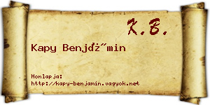 Kapy Benjámin névjegykártya